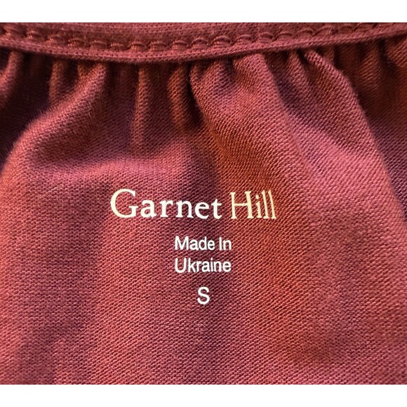 Garnet Hill Peasant Top Womens Size Small Wine Red Floral 3/4 Sleeve Shirt - Picture 3 of 9